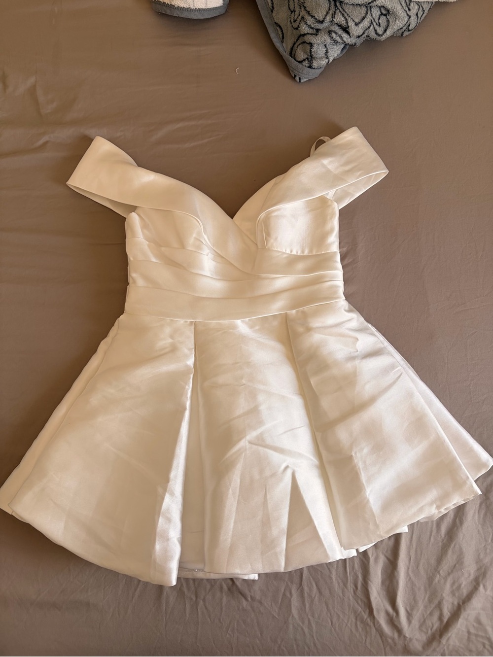 Azazie White Off-Shoulder Michelle Mini Dress